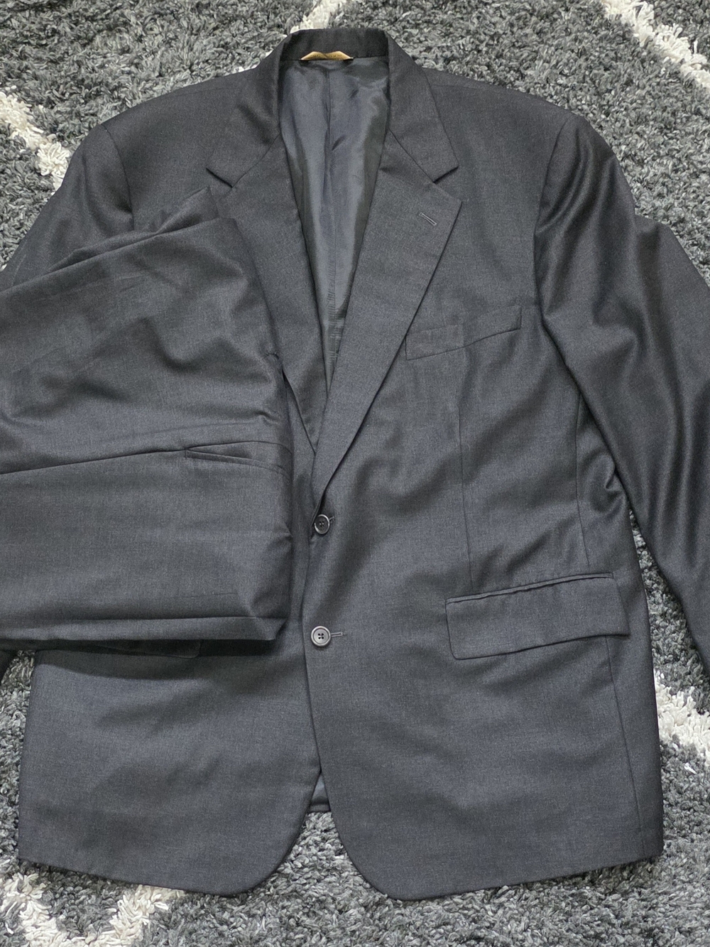 Brooks Brothers Golden Fleece Loro Piana men's 2PC Suit  Charcoal Gray 46R   USA